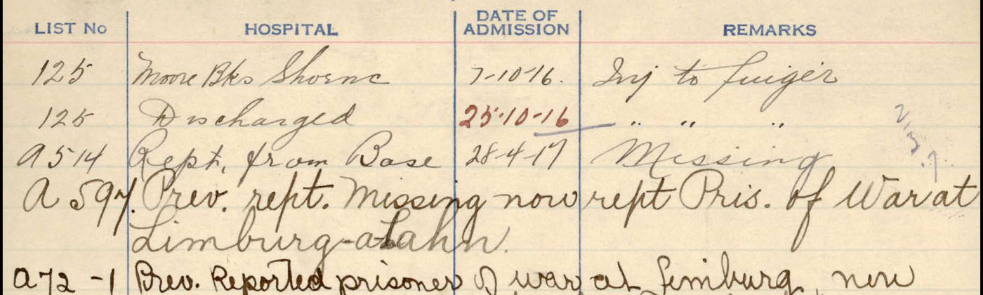 Image is a page taken from the service file of Anthony Sumiejski of the Canadian Expeditionary Force, First World War.